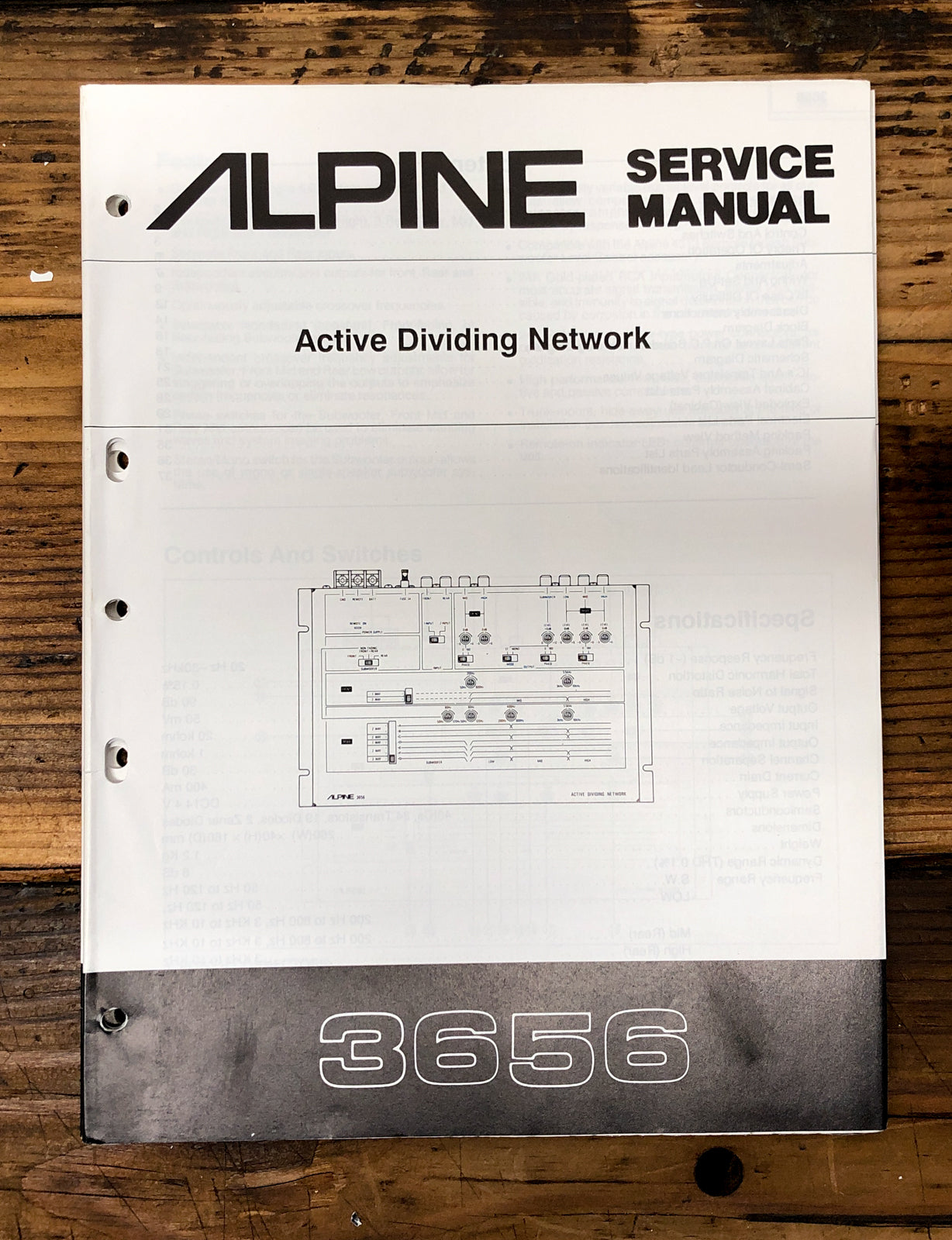 Alpine Model 3656 Dividing Network  Service Manual *Original*
