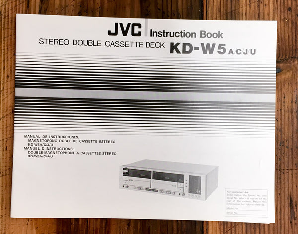 JVC KD-W5 Cassette  Owners / User Manual *Original*