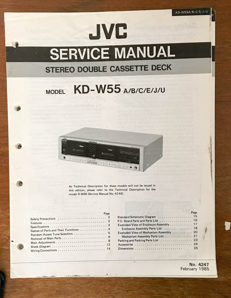 JVC KD-W55   Cassette Deck  Service Manual *Original*