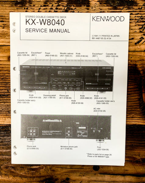 Kenwood KX-96W Cassette  Service Manual *Original*