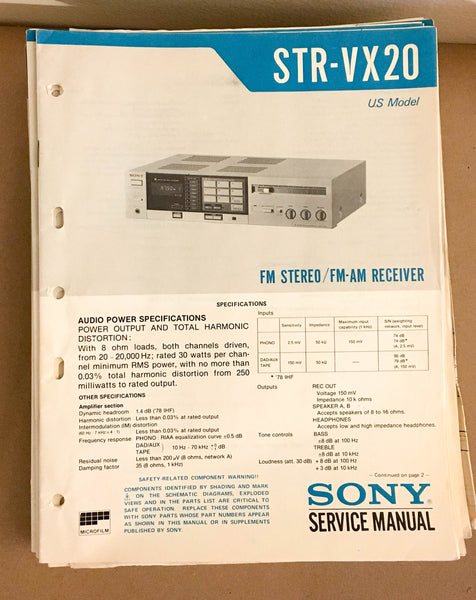 Sony STR-VX20 Receiver  Service Manual *Original*