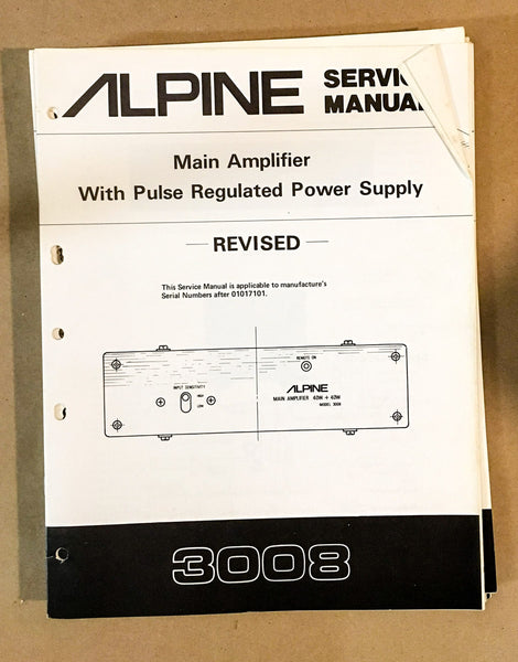 Alpine Model 3008 Revised Amplifier Service Manual *Original*