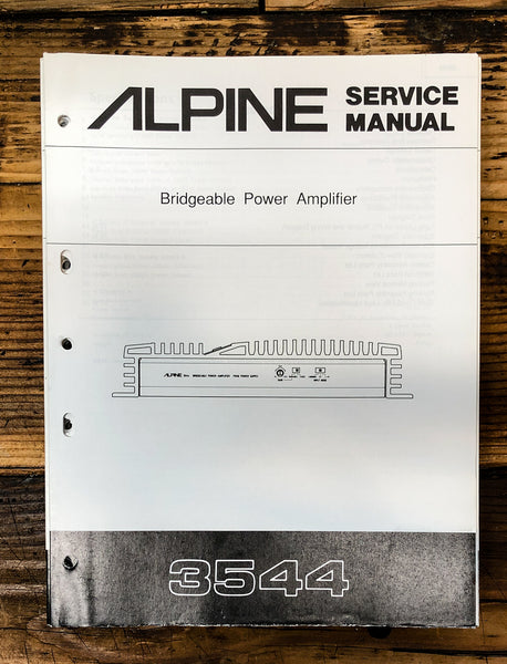 Alpine Model 3544 Power Amplifier  Service Manual *Original*