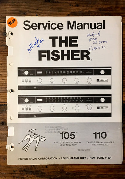 Fisher Model 105 110 Receiver Service Manual *Original*