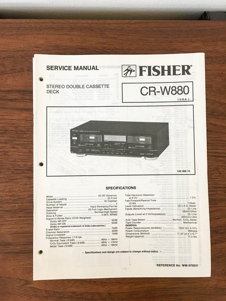 Fisher CR-W880 Cassette Service Manual *Original* #1