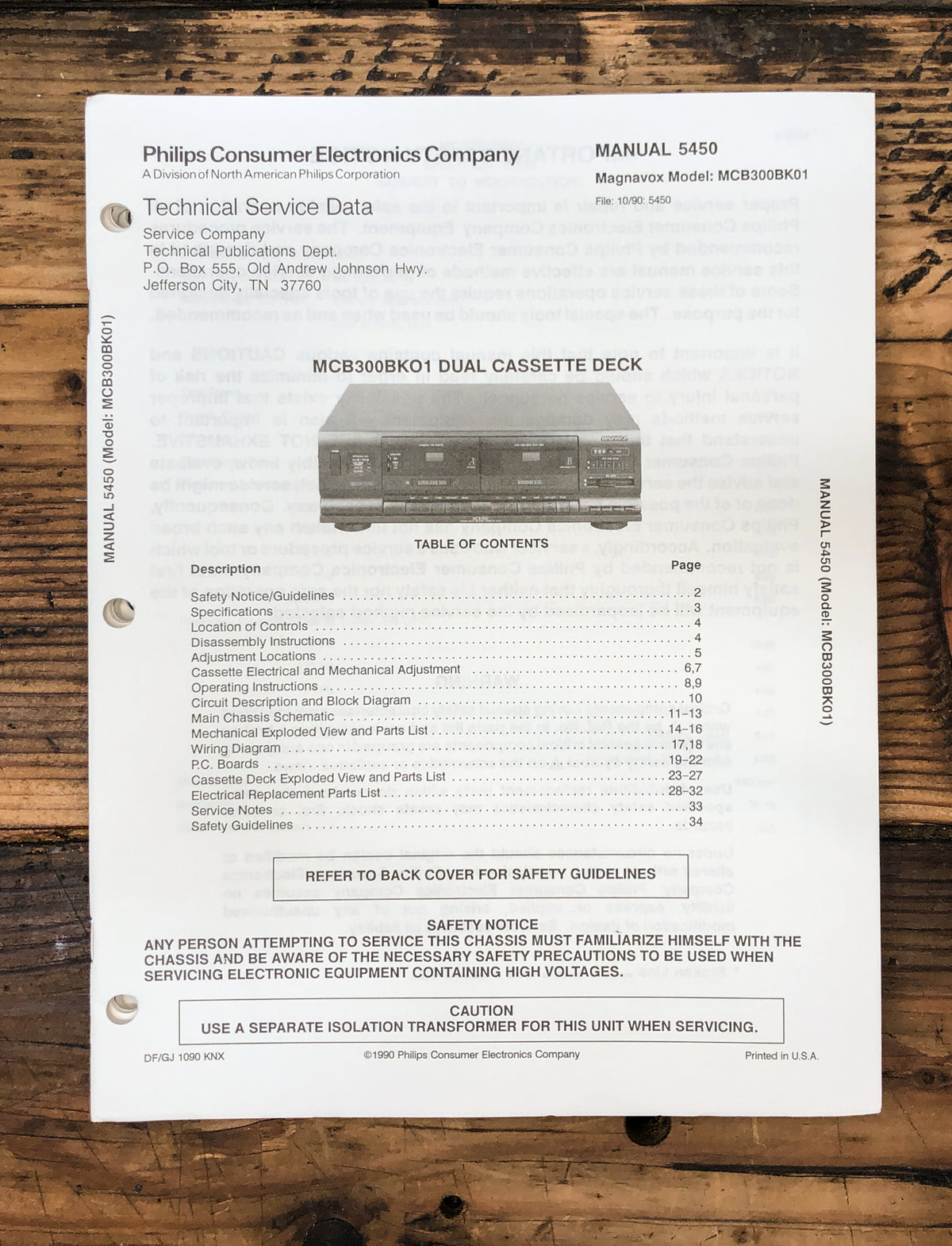 Magnavox MCB300 MCB-300 Stereo  Service Manual *Original*
