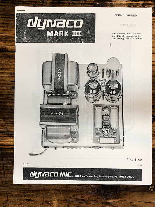 Dynaco Mark III Amplifier Assembly & Owners Manual *Copy*
