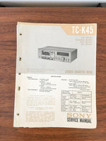 Sony TC-K45 Cassette Service Manual *Original*