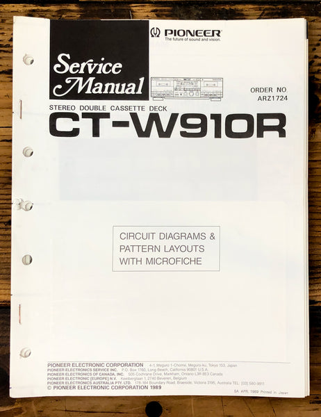 Pioneer CT-W910R Cassette Service Manual *Original*