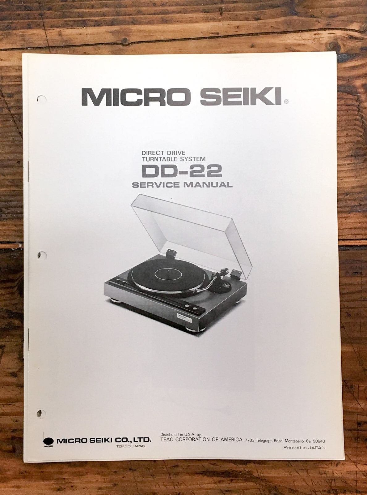 Micro Seiki DD-22 Record Player / Turntable  Service Manual *Original*