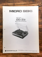 Micro Seiki DD-22 Record Player / Turntable  Service Manual *Original*