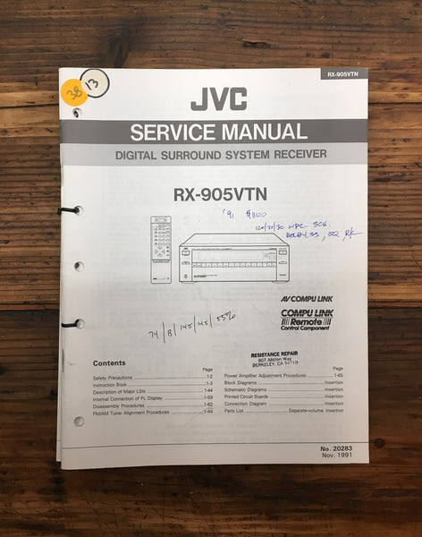 JVC RX-905VTN RX-905 Receiver  Service Manual *Original*