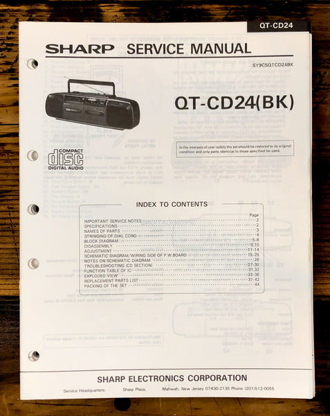 Sharp QT-CD24 Radio Service Manual *Original*