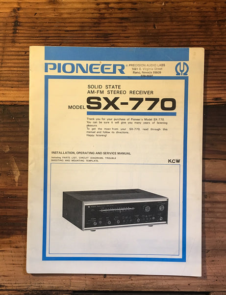 Pioneer SX-770 Receiver Owner & Service Manual *Original*