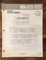 Sony WM-A39 WM-B39 Cassette Service Manual Supplement 2 *Original*