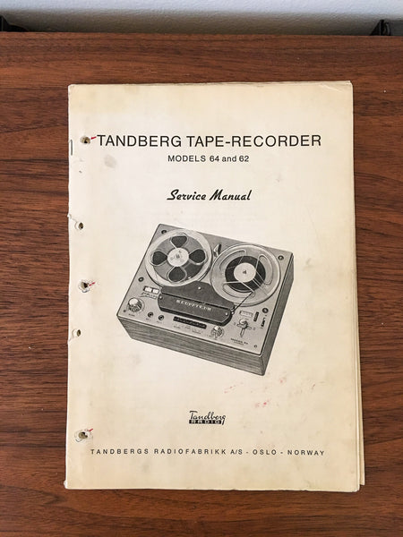 Tandberg Model 62 64 Tape Recorder Service Manual *Original* #2