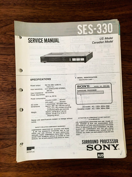 Sony SES-330 Controller Service Manual *Original*