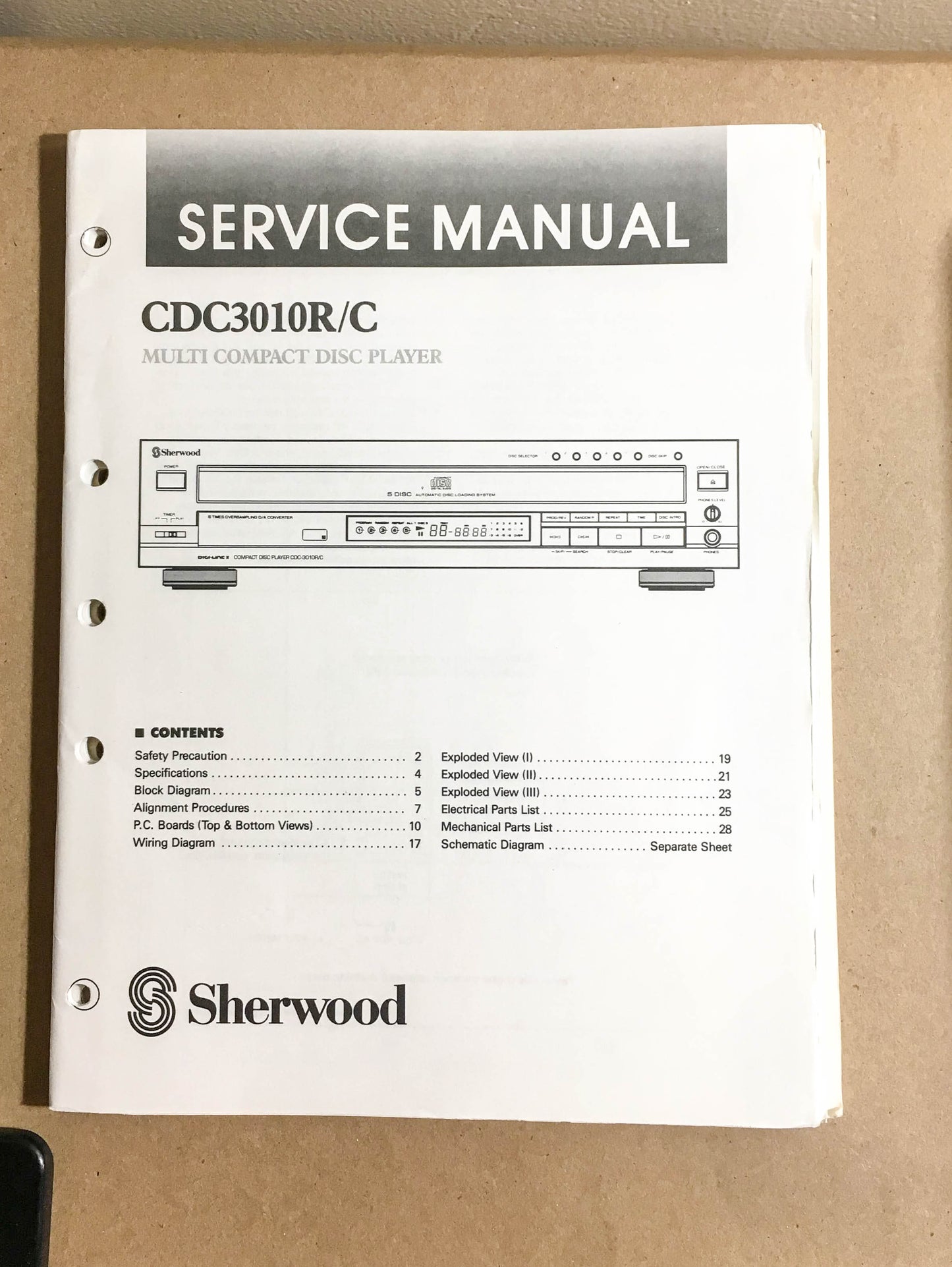 Sherwood CDC3010R CDC3010C   Service Manual *Original*
