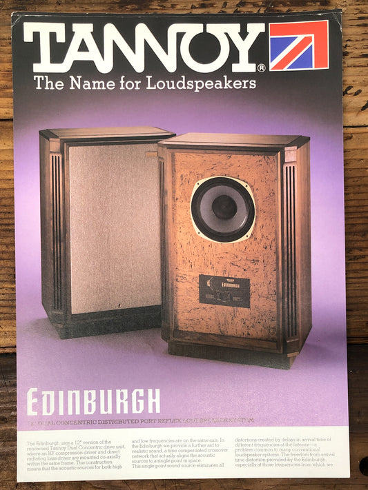 Tannoy Edinburgh Speaker Dealer Brochure  *Original*