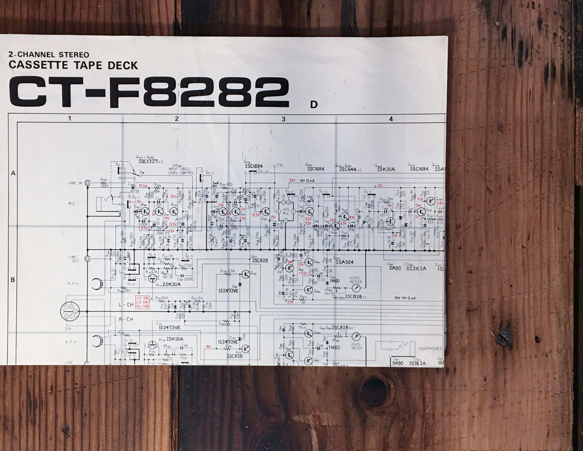Pioneer CT-F8282 D Cassette Large Fold Out Schematic Sheet *Original*