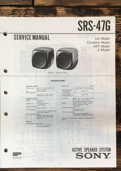 Sony SRS-47G Speaker  Service Manual *Original*