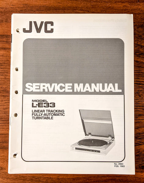 JVC L-E33 Record Player / Turntable Service Manual *Original*