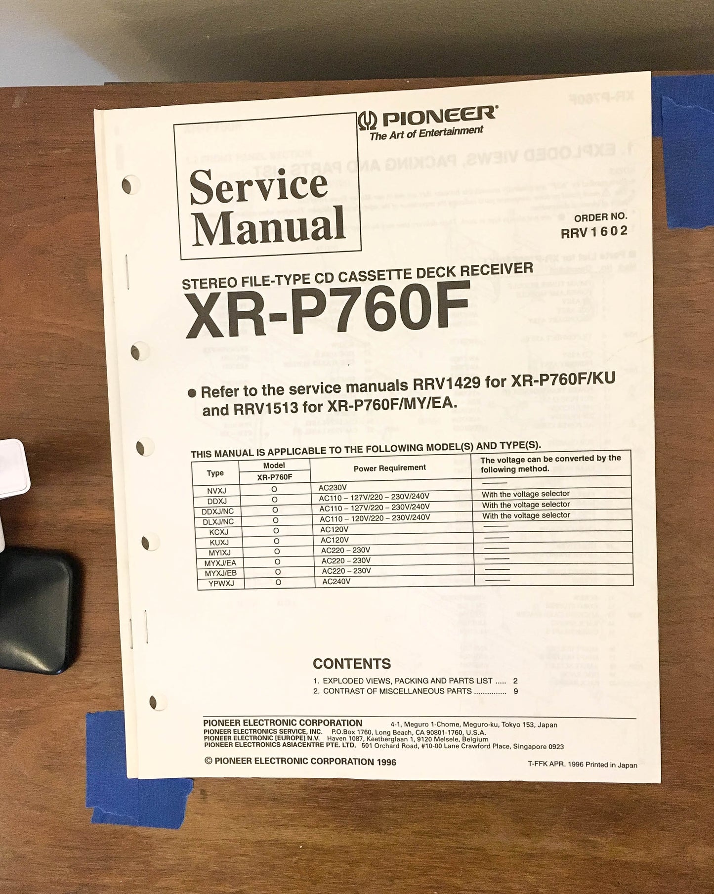 Pioneer XR-P760F Stereo System Service Manual *Original* #4