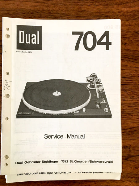 Dual 704 Record Player / Turntable Service Manual *Original*