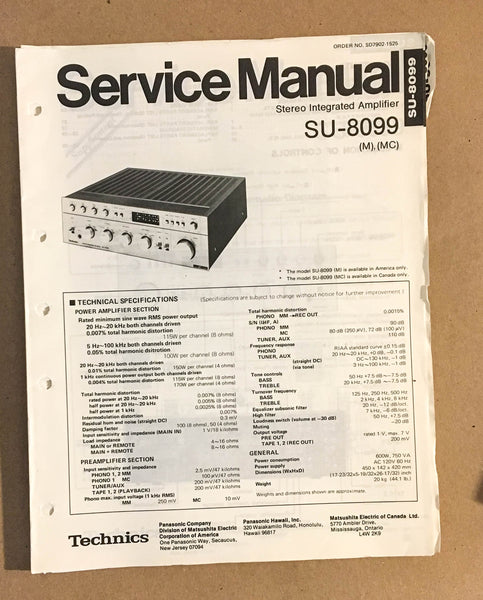 Technics / Panasonic SU-8099 Amplifier  Service Manual *Original*