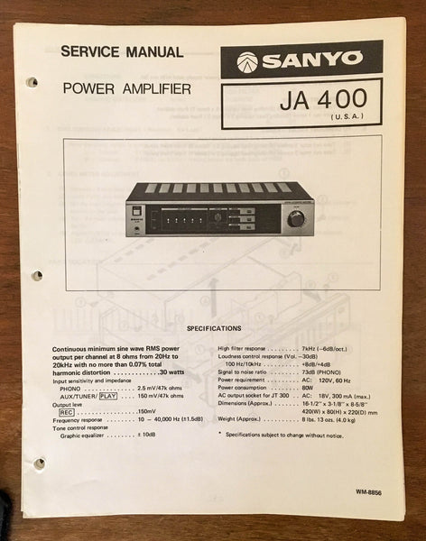 Sanyo JA 400 Amplifier Service Manual *Original*