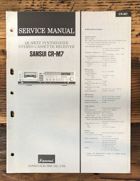 Sansui CR-M7 Receiver  Service Manual *Original*