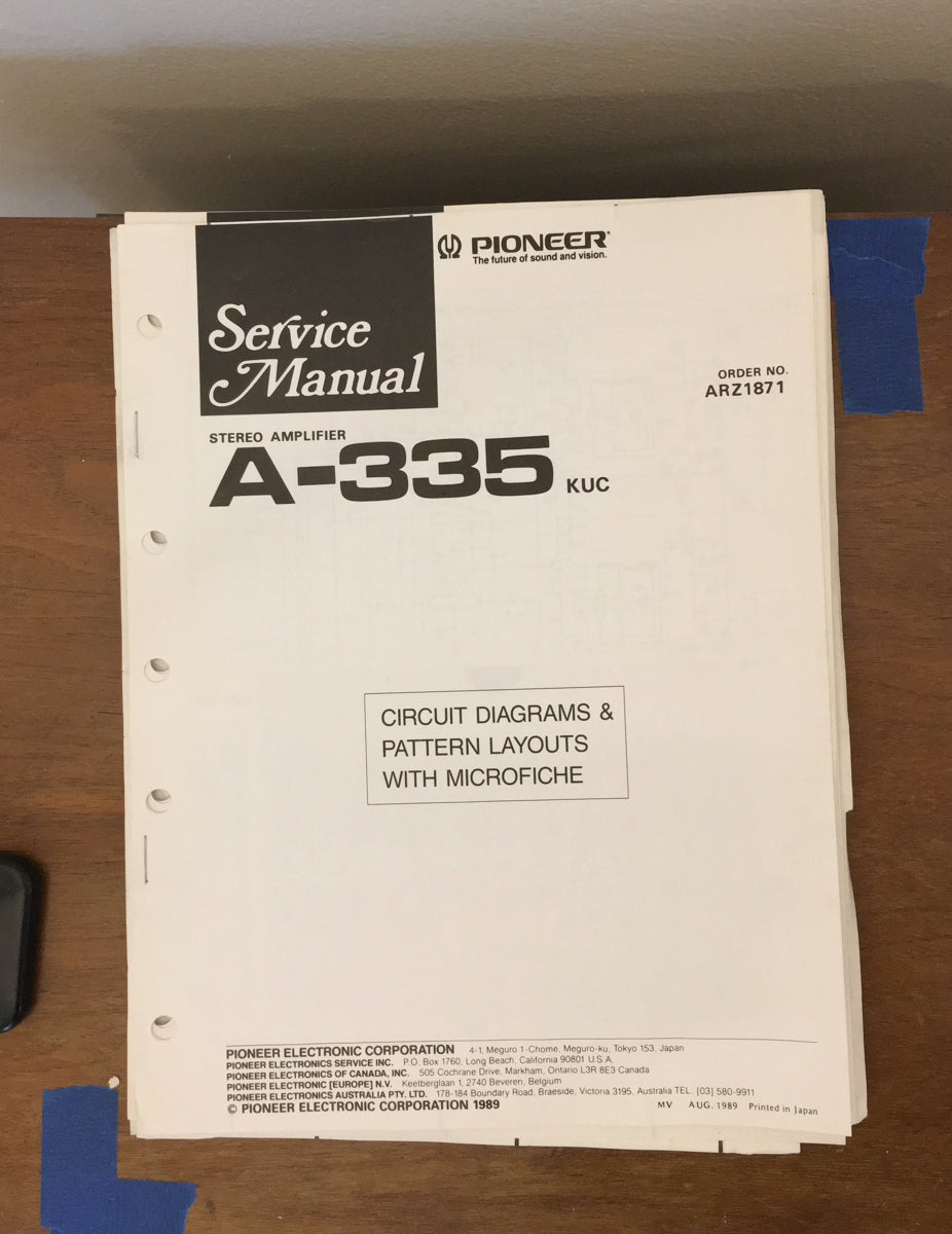 Pioneer A-335 Amplifier Service Manual *Original* #2