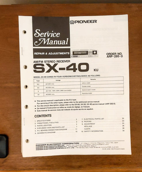 Pioneer SX-40 Receiver Service Manual *Original* #2