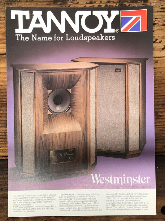 Tannoy Westminster Speaker Dealer Brochure  *Original*
