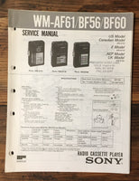 Sony WM-AF61 -BF56 -BF60 Cassette Service Manual *Original*