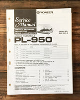 Pioneer PL-950 Record Player / Turntable  Service Manual *Original*