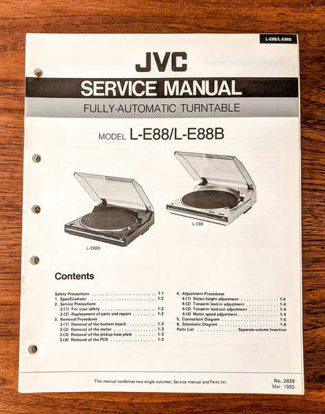 JVC L-E88 L-E88B Record Player / Turntable Service Manual *Original*