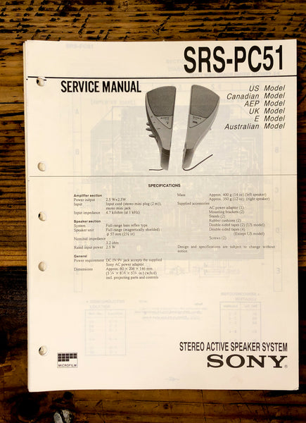 Sony SRS-PC51 Speaker  Service Manual *Original*