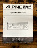 Alpine Model 7138 Car Radio / Cassette  Service Manual *Original*