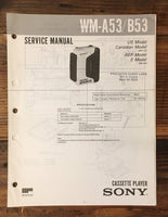 Sony WM-A53 WM-B53 Cassette Service Manual *Original*