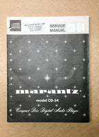 Marantz CD-54 CD Player Service Manual *Original*