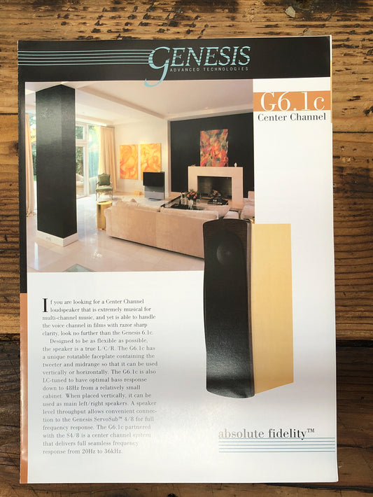 Genesis G6.1C Speaker  Foldout Dealer Brochure *Orig*