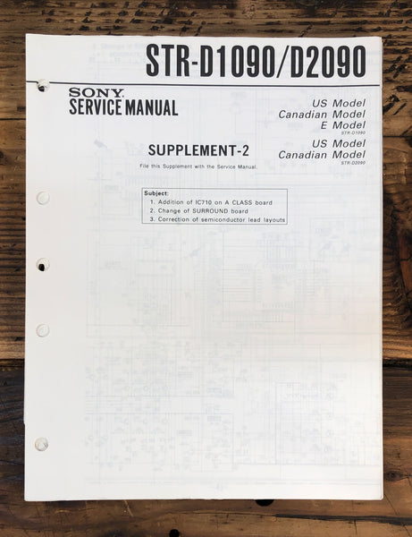 Sony STR-D1090 STR-D2090 Receiver Supp. Service Manual *Original* #2