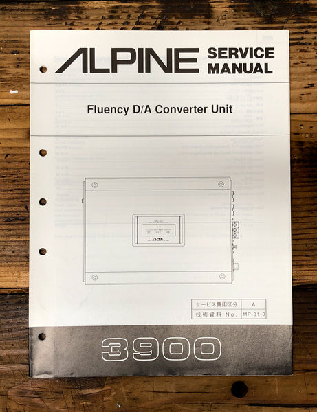 Alpine Model 3900 D/A Converter  Service Manual *Original*