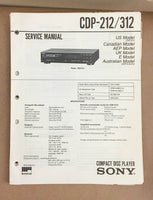 Sony CDP-212 CDP-312 Amplifier  Service Manual *Original*
