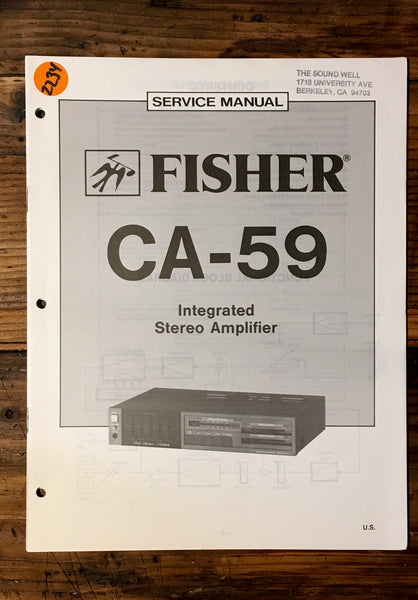 Fisher CA-59 Amplifier Service Manual *Original*