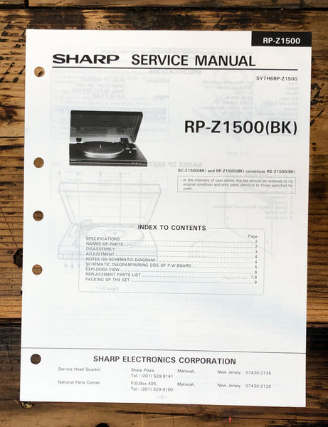 Service Record Sharp Record Player / Turntable Service Manual *Original* – Vintage Audio ...