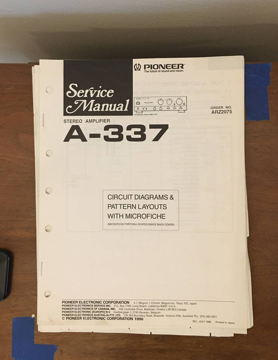 Pioneer A-337 Amplifier Service Manual *Original*