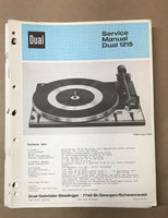 Dual Model 1215 Record Player / Turntable Service Manual *Original*