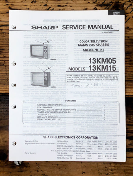 Sharp 13KM05 13KM15 TV / Television Service Manual *Original*